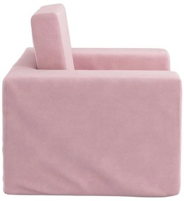Sofá-cama infantil de pelúcia rosa
