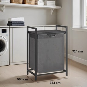 Cesto para roupa com prateleira, saco para roupa suja 65 L (50 x 33 x 72 cm) Preto + Cinza