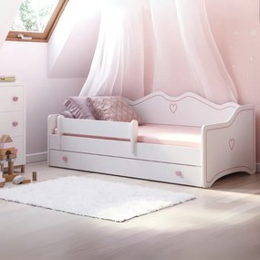 Cama juvenil Emma 180x80 rosa/branca - colchão e estrado incluído