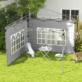 2 Paredes Laterais para Tenda de 3x3 / 3x4 m 295x195 cm Parede de Substituição de Tecido Oxford para Tendas Dobráveis Cinzento Claro