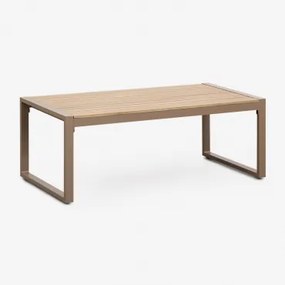 Mesa De Centro Para Jardim Retangular 110x55 Cm Em Alumínio E Madeira De Acácia Lipov Castanho Moka - Sklum