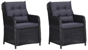 3 pcs conjunto de jantar para jardim preto