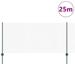 Cerca de Arame Soldado com 11 Postes em U Verde 1x25 m Aço