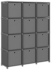 Unid. prateleiras 12 cubos c/ caixas 103x30x141 cm tecido cinza