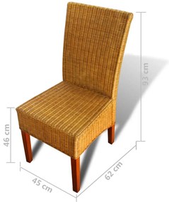 Cadeiras de jantar 6 pcs vime genuíno castanho