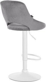 Banco alto Milet em veludo com estrutura branca 85-106 x 47 x 48 cm Cinzento