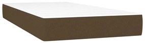 Cama box spring c/ colchão/LED 120x190cm tecido castanho-escuro