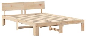 Estrado de Cama com Cabeceira 140x200 cm Madeira de Pinho Maciça