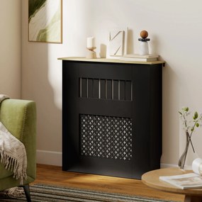 Cobertura para Radiadores Proteção Radiador de MDF 78x19x81 cm Desenho Moderno de Ripas Preto