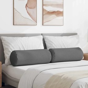 vidaXL Almofadas de Apoio 2 pcs Cinza Escuro Ø 25 x 70 cm tecido