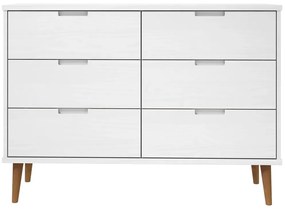 Armário de gavetas MOLDE 113x40x80 cm pinho maciço branco