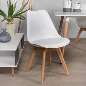 Cadeira Lena com Assento Almofadado  - Branco - Design Nórdico
