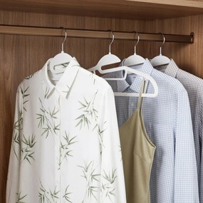 Conjunto de 20 Cabides de plástico, com abertura em forma de U brancos