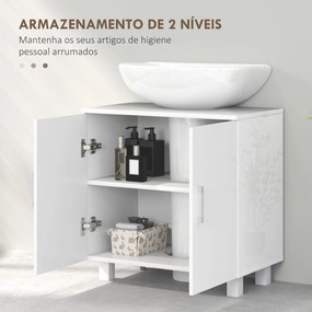 Móvel para Lavatório (não incluido) Pousar com 2 Portas de MDF 2 Prateleiras e Sistema Anti-Tombo para Casa de Banho 60x35x60 cm Branco