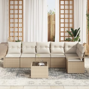 Conjunto de Sofá de Jardim de 7 Peças com Almofadas de Rattan Sintétic