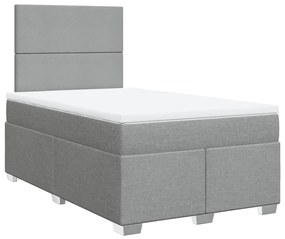 Cama boxspring com colchão 120x190 cm tecido cinzento-claro