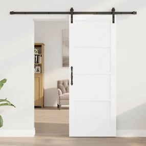 Porta Deslizante vidaXL com Acessórios Branca 78x202 cm Madeira Sólida