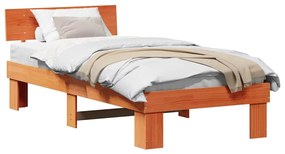 Estrutura da Cama com cabeceira Castanho-mel 90 x 190 cm