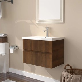 Armário lavatório +lavatório embutido madeira carvalho castanho