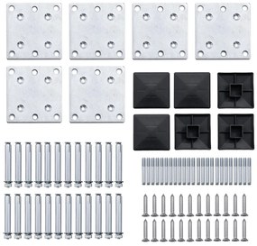 Conjunto de painel de vedação WPC 792x(105-186) cm preto