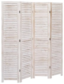 vidaXL Biombo com 4 painéis 140x165 cm madeira branco