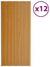 vidaXL Painéis de telhado 12 pcs 100x45 cm aço galvanizado natural