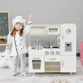 HOMCOM conjunto de brinquedo de cozinha para crianças acima de 3 anos inclui acessorios 74x30x81cm Branco
