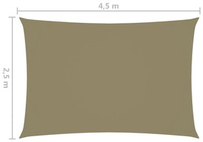 Para-sol estilo vela tecido oxford retangular 2,5x4,5 m bege