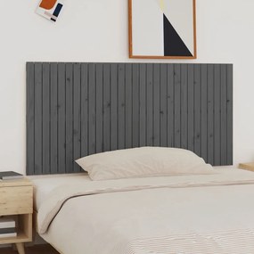 Cabeceira de parede 185x3x90 cm madeira de pinho maciça cinza