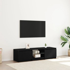 Gabinete de TV vidaXL com Luzes LED em Madeira de Carvalho Preto 140x4