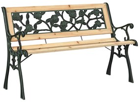 Banco de Jardim vidaXL com Encosto em Padrão de Rosas 116 cm Madeira