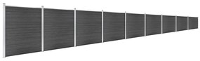 Conjunto de painel de vedação WPC 1564x186 cm preto