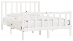 Estrutura de cama 120x200 cm madeira maciça branco