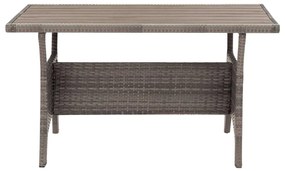 Mesa de jardim 120x70x66 cm vime PE cinzento
