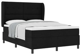 Cama Box com Colchão Preto, 140x200 cm, Tecido