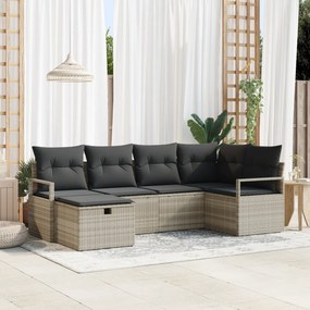 Conjunto Sofá Jardim vidaXL Almofadas Cinza Claro Rattan Poliéster, So