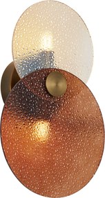 Candeeiro de Parede Art Deco Bronze Escuro com Vidro Âmbar 2 Luzes - Text