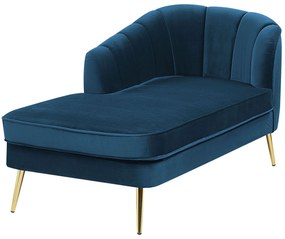 Chaise-longue em veludo azul marinho versão à direita ALLIER Beliani