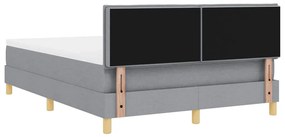 Cama Box com Colchão &amp; LED Cinza Claro 140x200 cm Tecido