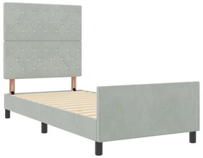 Estrutura da Cama vidaXL Cinzento claro 90x190 cm Veludo