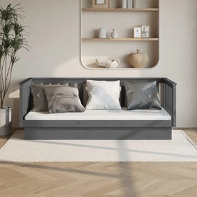821571 vidaXL Sofá-cama 100x200 cm madeira de pinho maciça cinzento