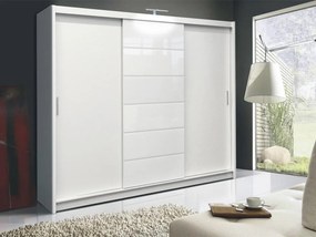 Roupeiro Honolulu 132, Branco brilhante, Branco, 215x250x61cm, 222.5 kg, Portas para roupeiro: Deslizante, Número de prateleiras: 8, Número de prateleiras: 8