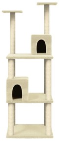 Árvore para gatos c/ postes arranhadores sisal 141 cm cor creme