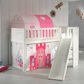 Conjunto cama Infantil SCOTT + escorrega + cortina de brincar PRINCESAS + Túnel Branca