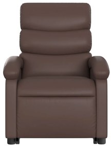 Poltrona reclinável elevatória couro artificial castanho