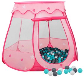 Tenda de brincar infantil com 250 bolas 102x102x82 cm rosa