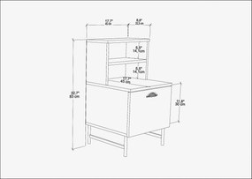 Mesa de Cabeceira Cressi – Cor Nogueira Branca – 45x83x22,5 cm