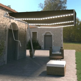 Toldo automático com LED e sensor de vento 600x350 cm antracite