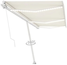 Toldo retrátil manual com LED 600x300 cm cor creme