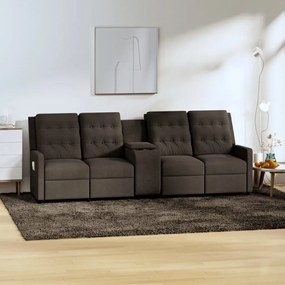 vidaXL Sofá massagens reclinável 4 lug. c/ suporte copos castanho